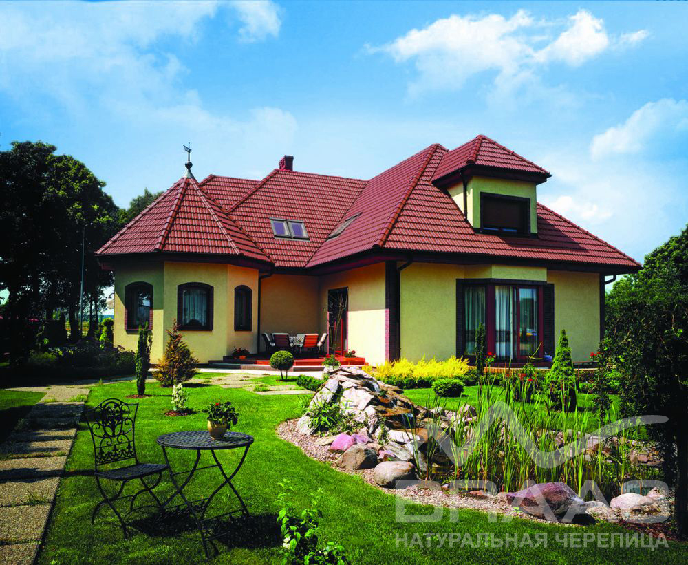 Керамическая черепица РУБИН 9 V Ангоб красный, Braas